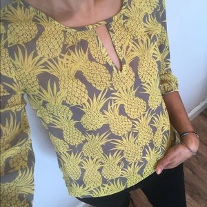 Banana Republic Pineapple Print Chiffon Blouse